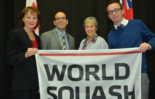 Lolly Gillen, Danny Da Costa, Jackie Robinson & Andrew Mount with WSF flag